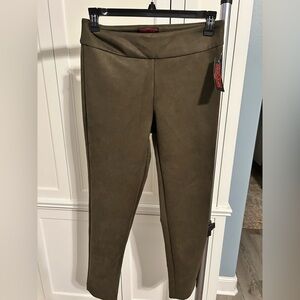 Olive colored faux suede pull on pants